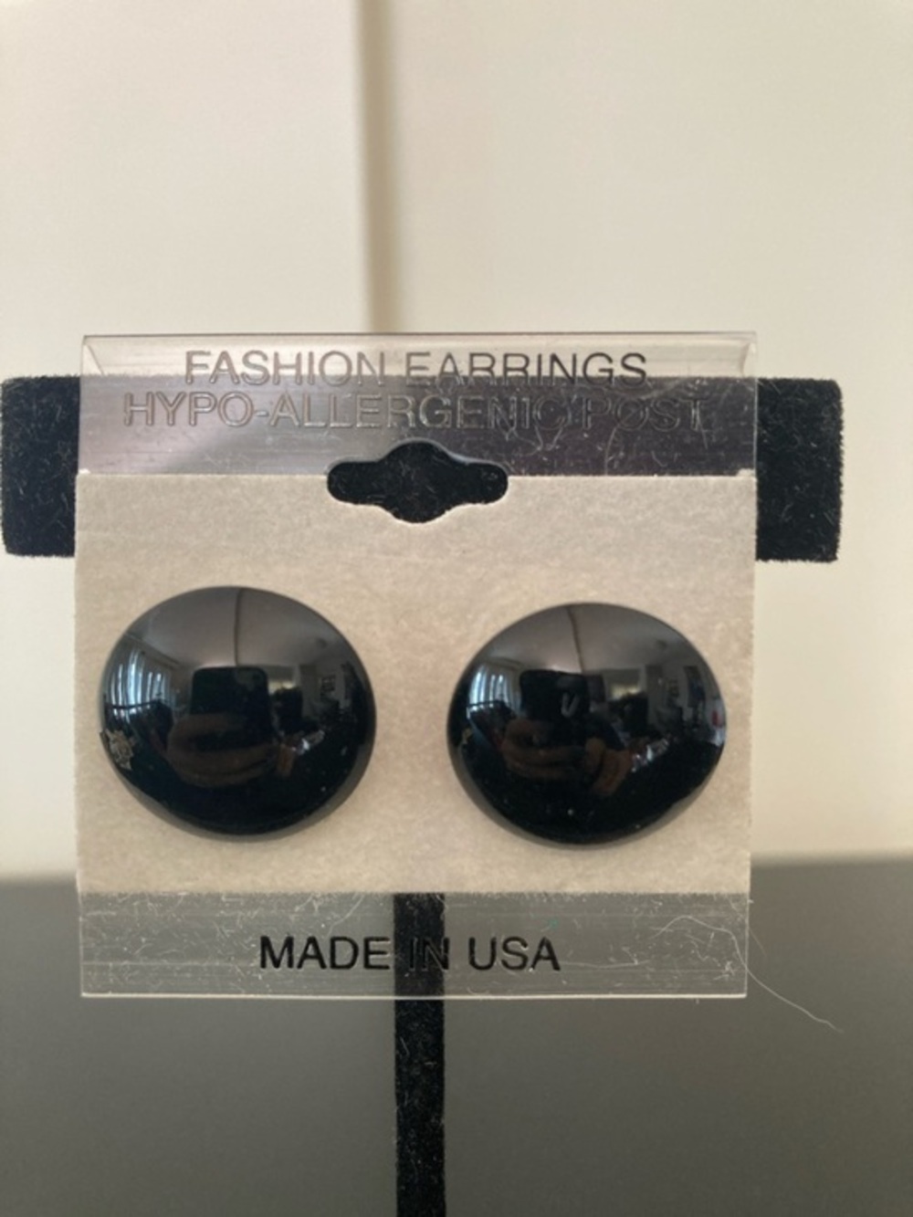 Fashion Jewelry Black Dome Stud Earrings
